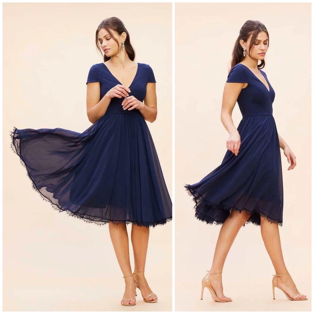 Dress the Population Corey Midnight Blue Fit & Flare Dress